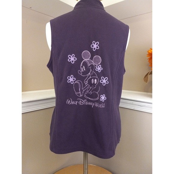 Disney Park Womens‎ Mickey Mouse Sleeveless Embroidered Purple Fleece Vest Xl - Picture 6 of 13
